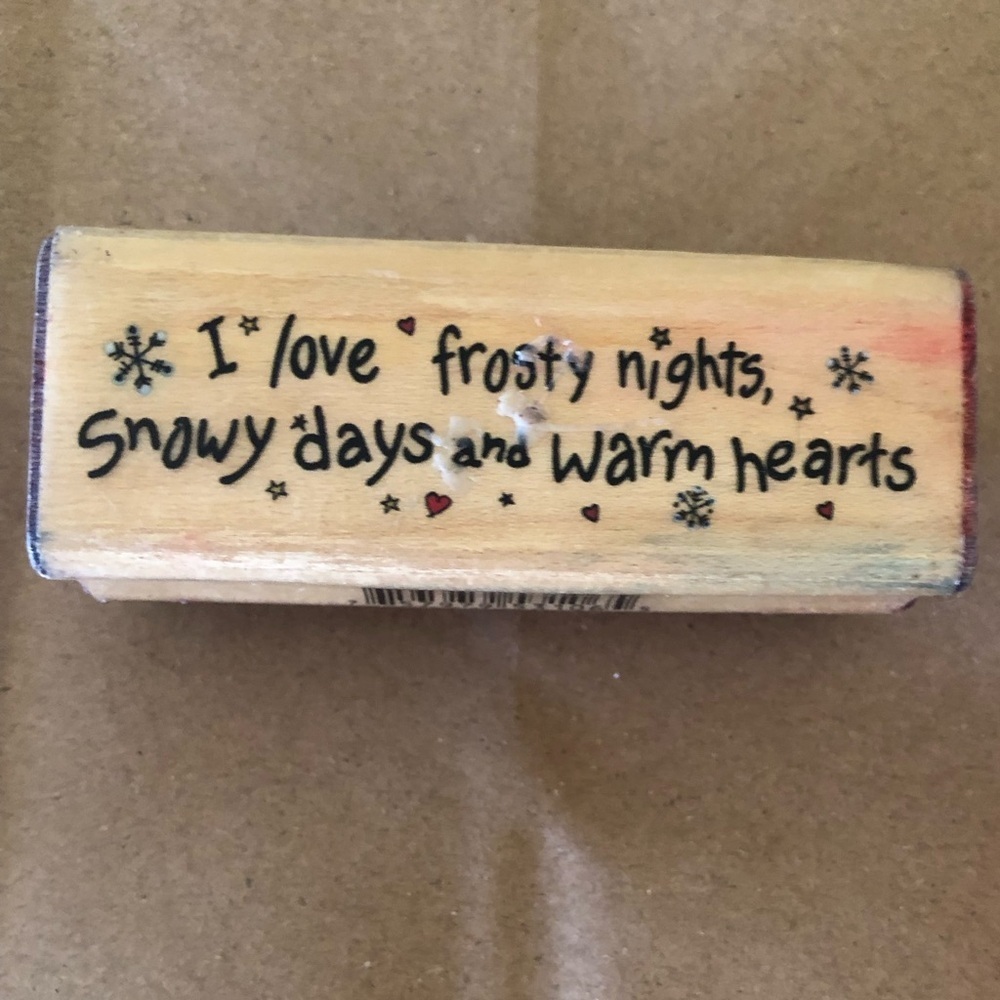 vtg I love Frosty Nights Rubber Stamp